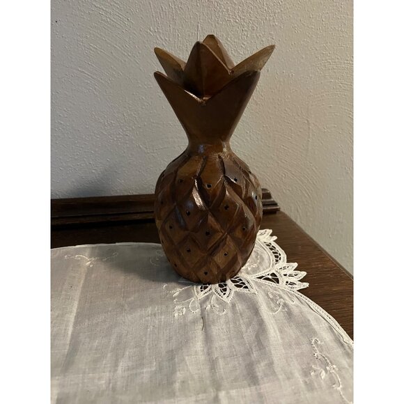 Mid Century Modern Wood Pineapple, holes for toothpicks to hold appetizers - Picture 1 of 5